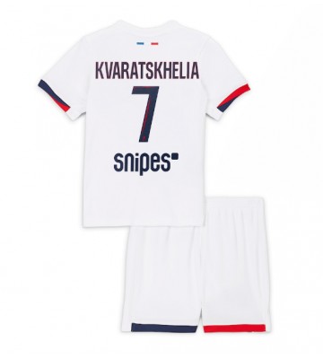 Paris Saint-Germain Khvicha Kvaratskhelia #7 Bortaställ Barn 2025-26 Kortärmad (+ Korta byxor)